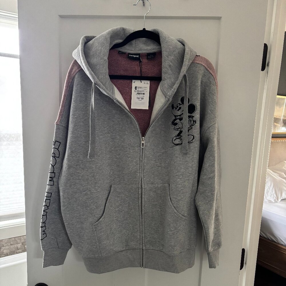 Desigual Mickey Mouse full-zip hoodie, NWT, men's size Med
